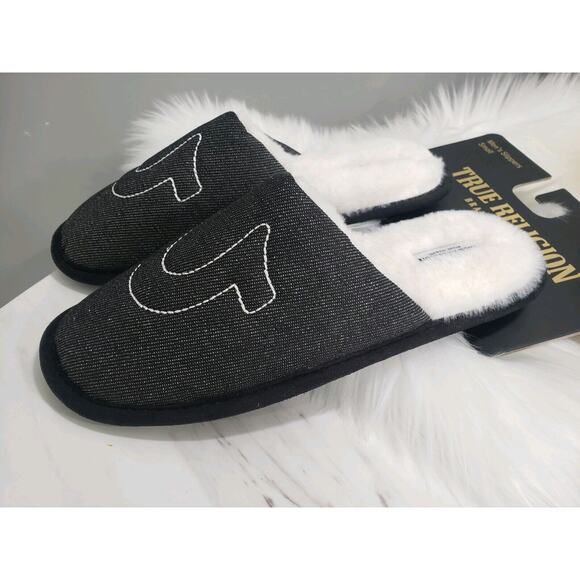 NEW‎ True Religion Men's Slippers SMALL 7/8 Slip On Horseshoe House Shoe - Picture 2 of 5